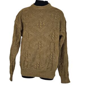 Vintage Woods & Gray Brown Chunky Textured Cable Knit Pull On Sweater Size L